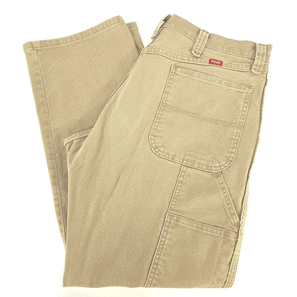 Wrangler 1094LXWCK Carpenter Pants Men's 34x30 (35x30) Tan Work Utility Denim